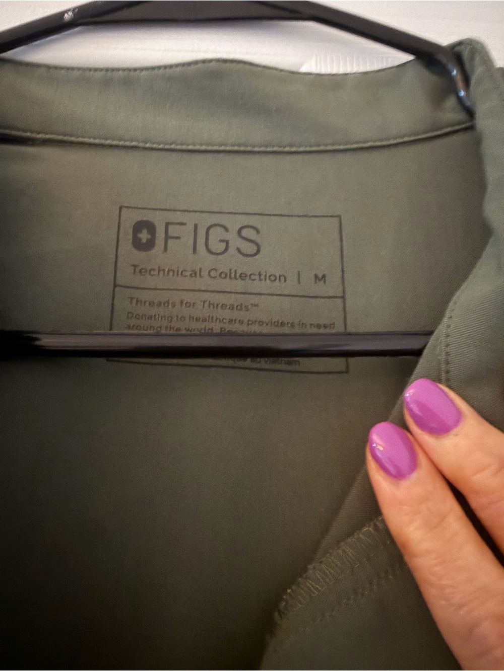 Figs Olive Green Scrub jumpsuit with Purple Accent - Picture 4 of 4